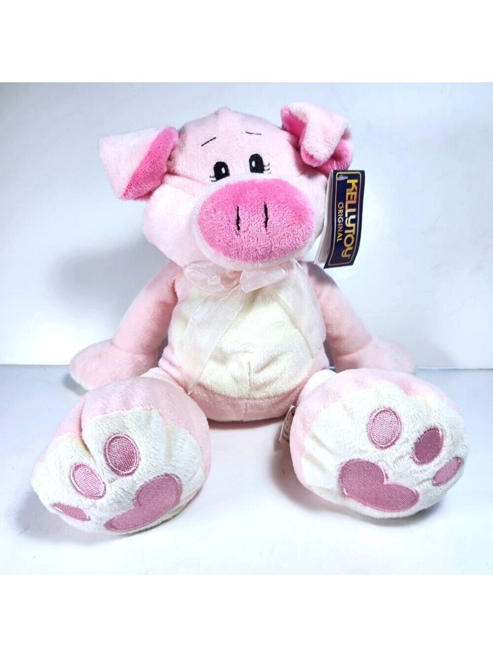 Kellytoy Valentine Pink Plush Pig Stuffed Animal Hearts 12.5 Inch NWT
